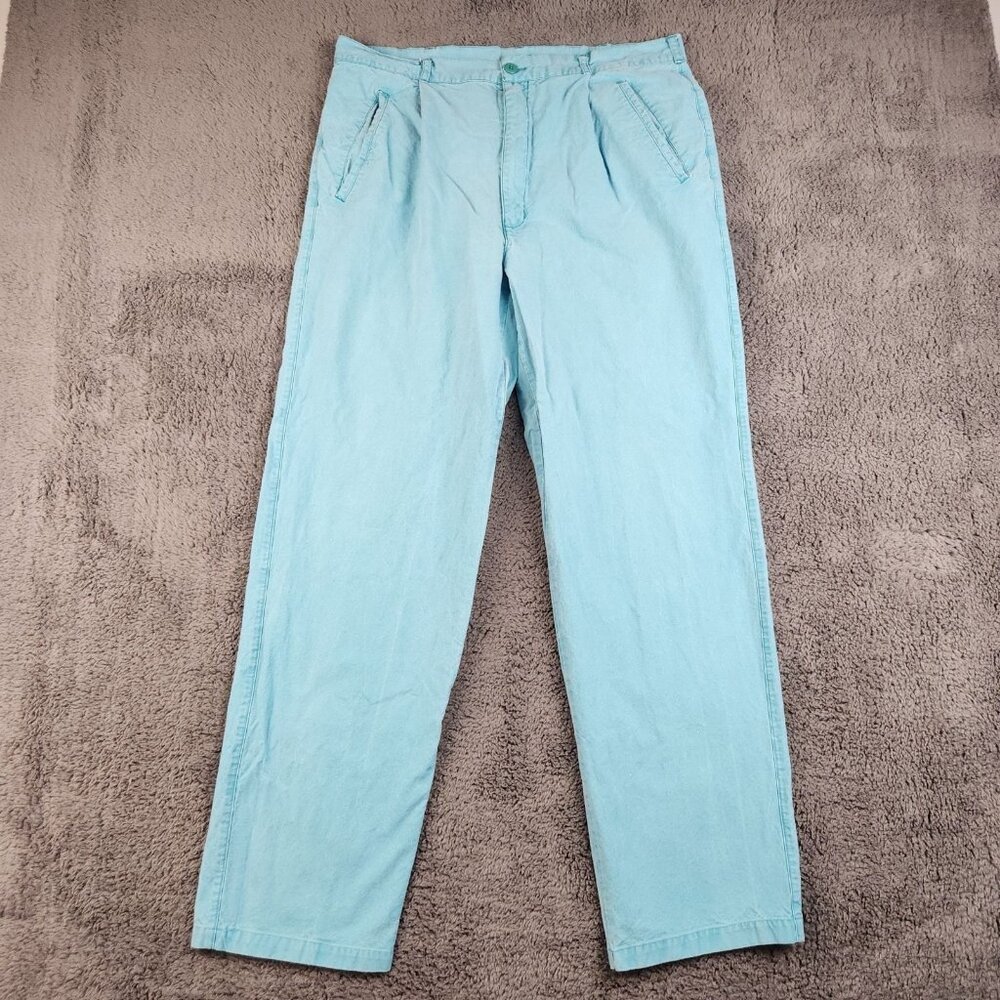 Vintage Le Tigre Men’s Dress Pants 36x30 Light Powder Blue Pleated Easter Spring